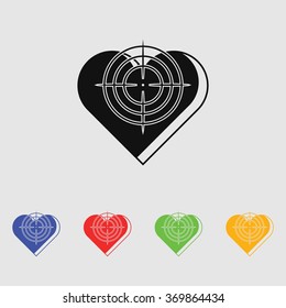 Heart at the gunpoint  - Valentine's Day vector icon