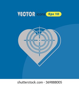 Heart at the gunpoint  - Valentine's Day vector icon