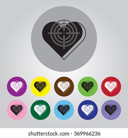 Heart at the gunpoint  - Valentine's Day vector icon