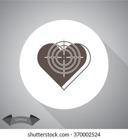 Heart at the gunpoint  - Valentine's Day vector icon