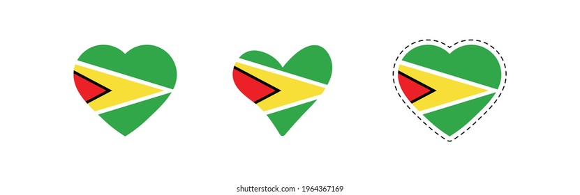 heart Guyana flag. Simple vector. National flag of Guyana 