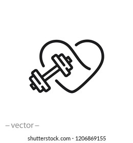 heart gym icon, fitness logo, linear sign isolated on white background - editable vector illustration eps10 [преобразованный]