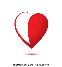 Heart half red flat vector logo illustration. Humanitarian aid, generosity, kindness symbol. Volunteering work, donation. Charitable fund, non-profit donor organization logo design template