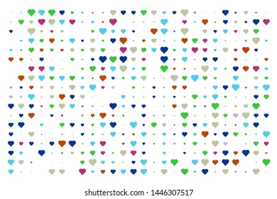 Heart in halftone style colorful background. Random Heart shape vector isolated in white. Usable for design background - Vector Illustration