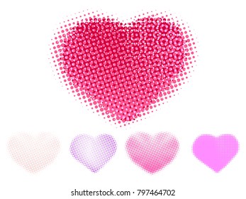 heart halftone style set on white isolated background