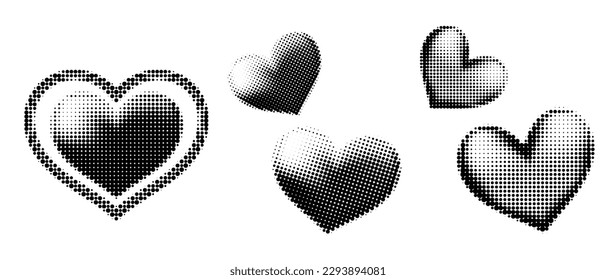 Heart Halftone vector. Monochrome Abstract dot, Gradient halftone dots for background pattern and texture.