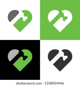 Heart and hammer logo design template elements - Vector