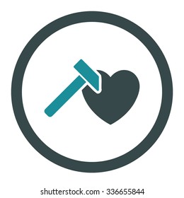 Heart Hammer vector icon. Style is bicolor flat rounded symbol, soft blue colors, rounded angles, white background.