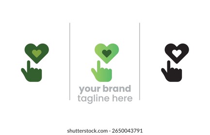 Coração com clique manual ícone representando eco ação, apoio verde e amor sustentabilidade digital. Perfeito para movimentos ecológicos, botões de doação e campanhas de conscientização.