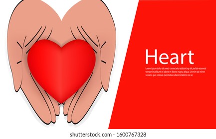 Heart in hand, concept of caring for lover, friendship, heart care - vector