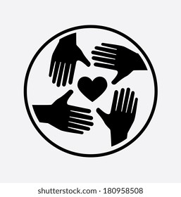 Heart and Hand design over white background vector illustration  