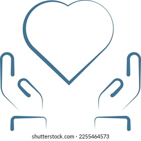 Heart in hand design professionally on a white background