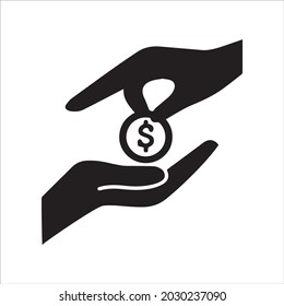 Heart in hand. Donation Vector icon 