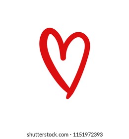 Heart, hand draw expressive love symbol, vector icon illustration