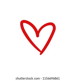 Heart, hand draw expressive love symbol, vector icon