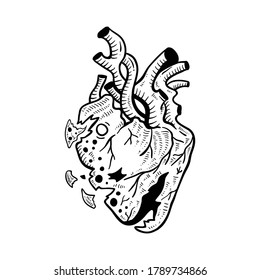 Heart, hand drawing illustration suitable for t shirt desain