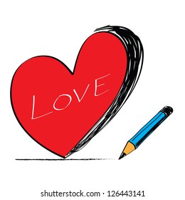 Heart hand drawn