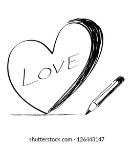 Heart hand drawn
