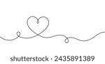 Heart hand drawn. Heart continuous line drawing. Single contour heart for love design. Single lineart sketch heart. Symbol love. Simplicity sign isolated on white background. Vector illustration