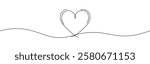 Heart hand drawn. Continuous line art of love symbol. Vector illustration.