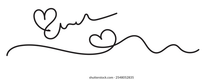 Heart hand drawn. Heart continuous line drawing. Single contour heart for love design.