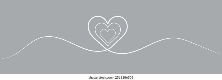 Heart hand drawn. Heart continuous line drawing. Single contour heart for love design. Single lineart sketch heart. Symbol love. Simplicity sign isolated on white background. Vector illustration