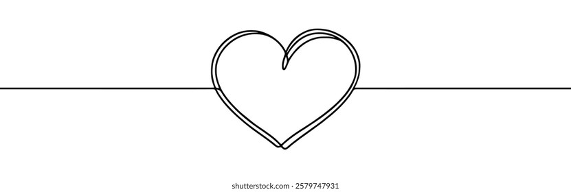 Heart hand drawn. Continuous line art of love symbol. Vector illustration.