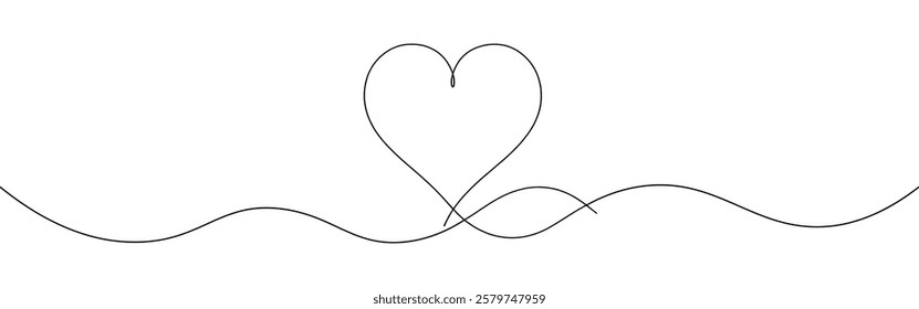 Heart hand drawn. Continuous line art of love symbol. Vector illustration.