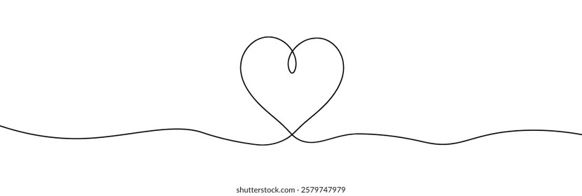 Heart hand drawn. Continuous line art of love symbol. Vector illustration.