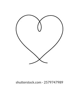 Heart hand drawn. Continuous line art of love symbol. Vector illustration.