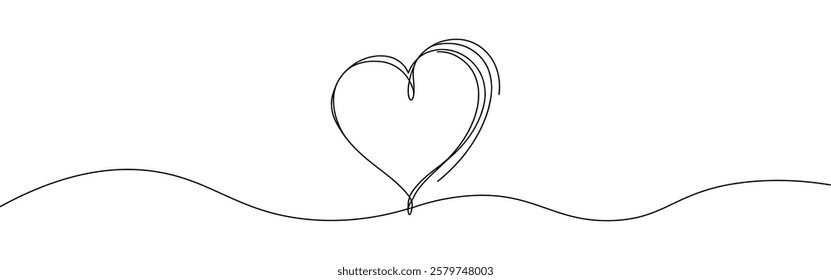 Heart hand drawn. Continuous line art of love symbol. Vector illustration.