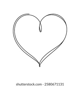 Heart hand drawn. Continuous line art of love symbol. Vector illustration.