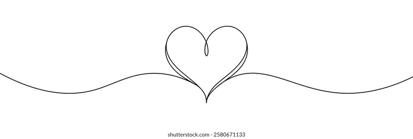 Heart hand drawn. Continuous line art of love symbol. Vector illustration.