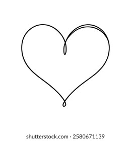 Heart hand drawn. Continuous line art of love symbol. Vector illustration.