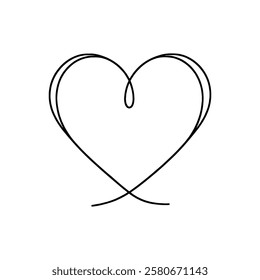 Heart hand drawn. Continuous line art of love symbol. Vector illustration.