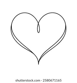 Heart hand drawn. Continuous line art of love symbol. Vector illustration.