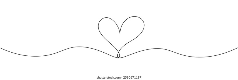 Heart hand drawn. Continuous line art of love symbol. Vector illustration.