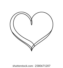 Heart hand drawn. Continuous line art of love symbol. Vector illustration.