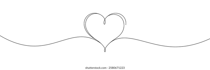 Heart hand drawn. Continuous line art of love symbol. Vector illustration.
