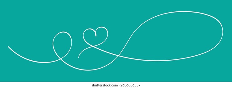Heart hand drawn. Heart continuous line drawing. Single contour heart for love design. Single line art sketch heart. Symbol love. Simplicity sign isolated on white background. 