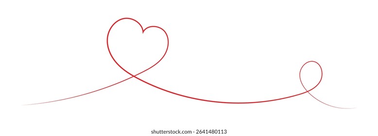 Heart hand drawn. Heart continuous line drawing. Single contour heart for love design. Single line art sketch heart. Symbol love. Simplicity sign isolated on white background.