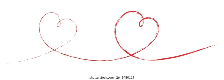 Heart hand drawn. Heart continuous line drawing. Single contour heart for love design. Single line art sketch heart. Symbol love. Simplicity sign isolated on white background.