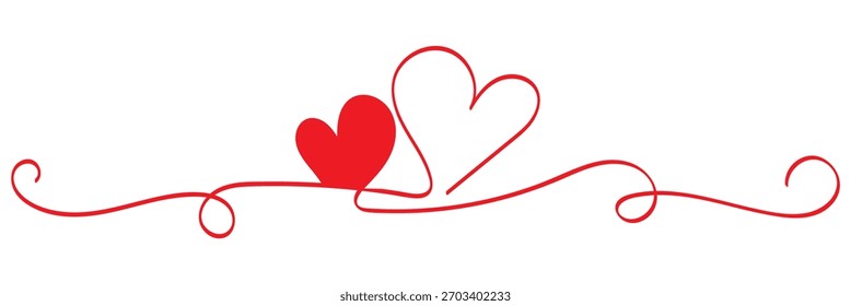 Heart hand drawn. Heart continuous line drawing. Single contour heart for love design. Editable stroke