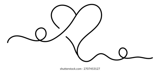 Mão do coração desenhada. Desenho de linha contínua do coração. Coração de contorno único para o projeto do amor. Ilustração vetorial. EPS 10