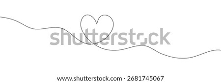 Heart hand drawn. Heart continuous line drawing. Single contour heart for love design. Single lineart sketch heart. Symbol love. Simplicity sign isolated on white background. Vector illustration EPS10
