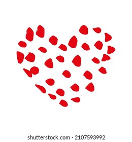 Heart hand drawn doodle, sketch red color, vector