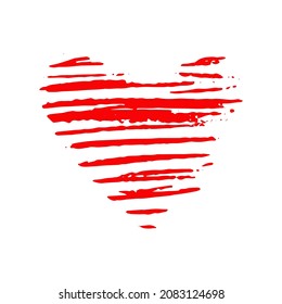doodle dibujado con la mano del corazón. vector, minimalismo, icono, pegatina, decoración amor día de San Valentín rojo