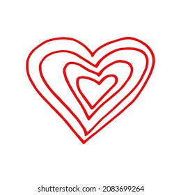 heart hand drawn doodle. vector, minimalism, icon, sticker, decor love valentine day red