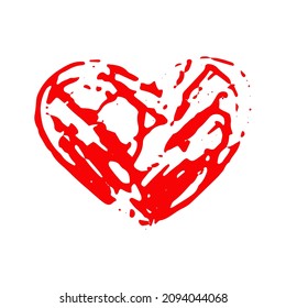 doodle dibujado con la mano del corazón. vector, icono, pegatina, decoración. amor, día de San Valentín, rojo