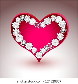 Heart with hand drawn flower. Useful for weddings, valentines day, etc